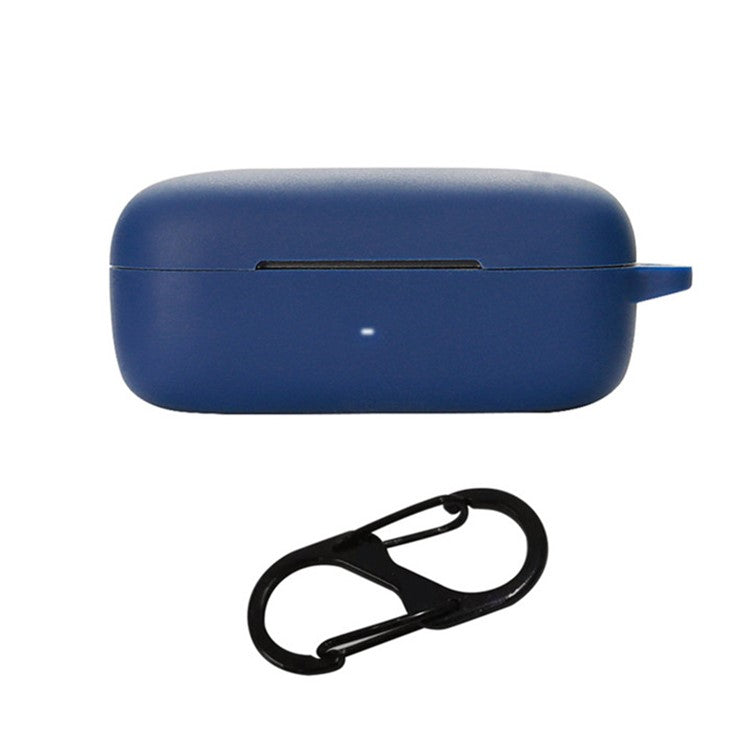 For EarFun Free Pro 2 Wireless Bluetooth Earphones Case with Anti-lost Buckle, Shockproof Silicone Cover - Dark Blue
