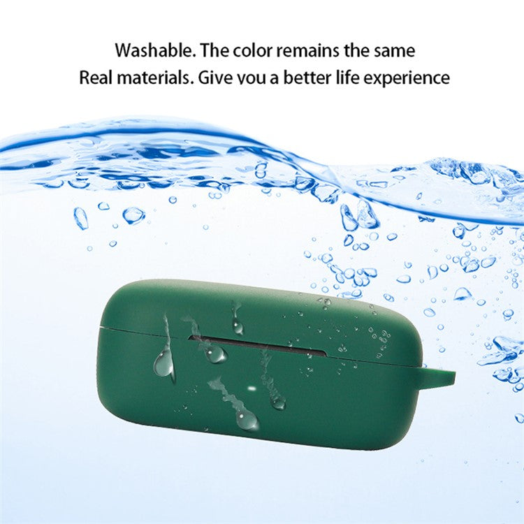 For EarFun Free Pro 2 Wireless Bluetooth Earphones Case with Anti-lost Buckle, Shockproof Silicone Cover - Dark Blue