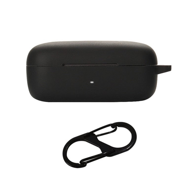 For EarFun Free Pro 2 Wireless Bluetooth Earphones Case with Anti-lost Buckle, Shockproof Silicone Cover - Black