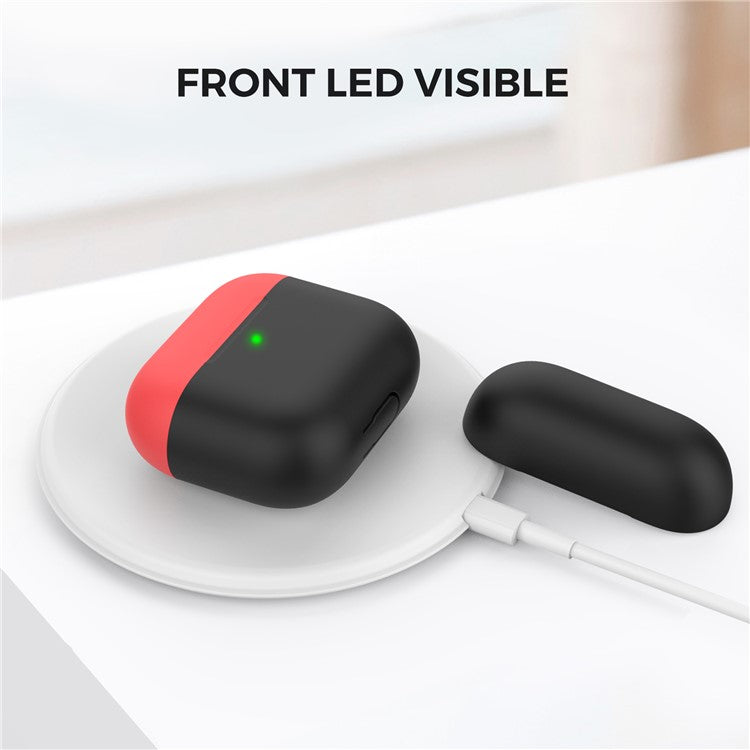 AHASTYLE PT147-2 Silicone Cover for Apple AirPods 3 Case Dual Color TWS Headset Protective Case (2 Caps + 1 Body) - Black / Red