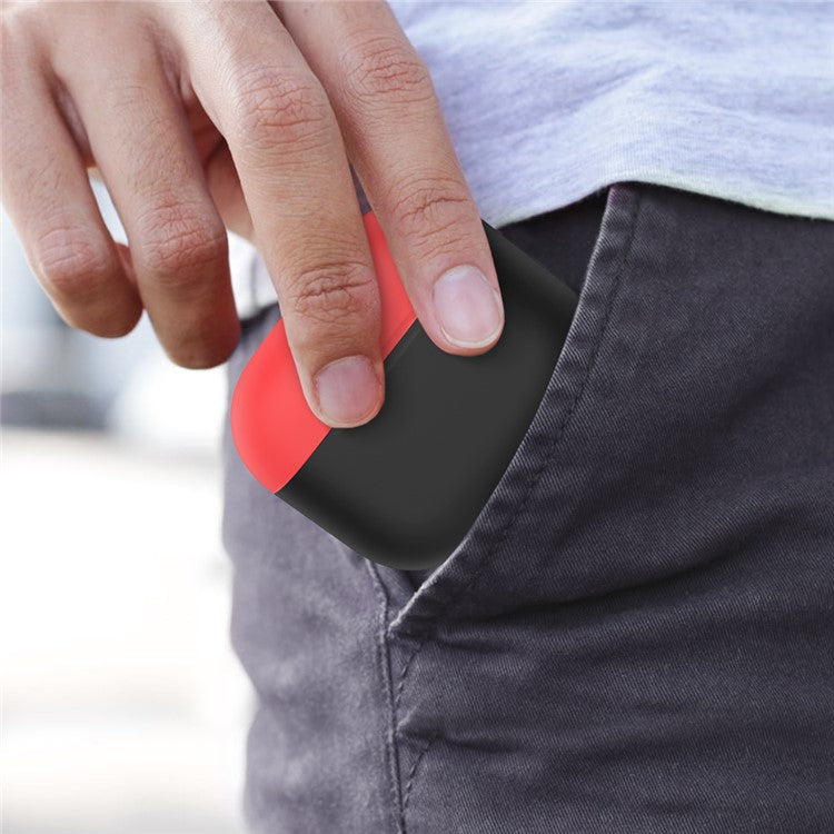 AHASTYLE PT147-2 Silicone Cover for Apple AirPods 3 Case Dual Color TWS Headset Protective Case (2 Caps + 1 Body) - Black / Red