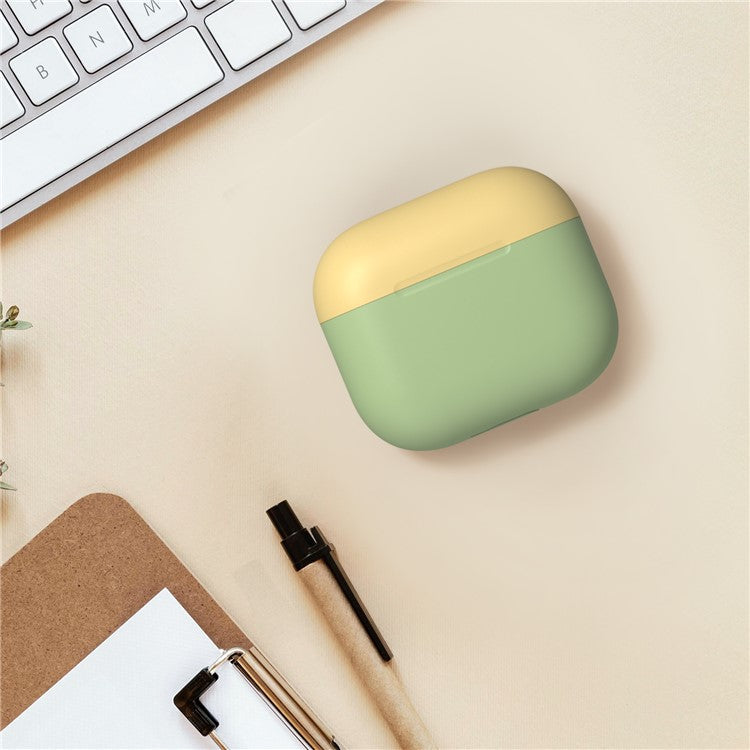 AHASTYLE PT147-2 Silicone Cover for Apple AirPods 3 Case Dual Color TWS Headset Protective Case (2 Caps + 1 Body) - Green / Yellow