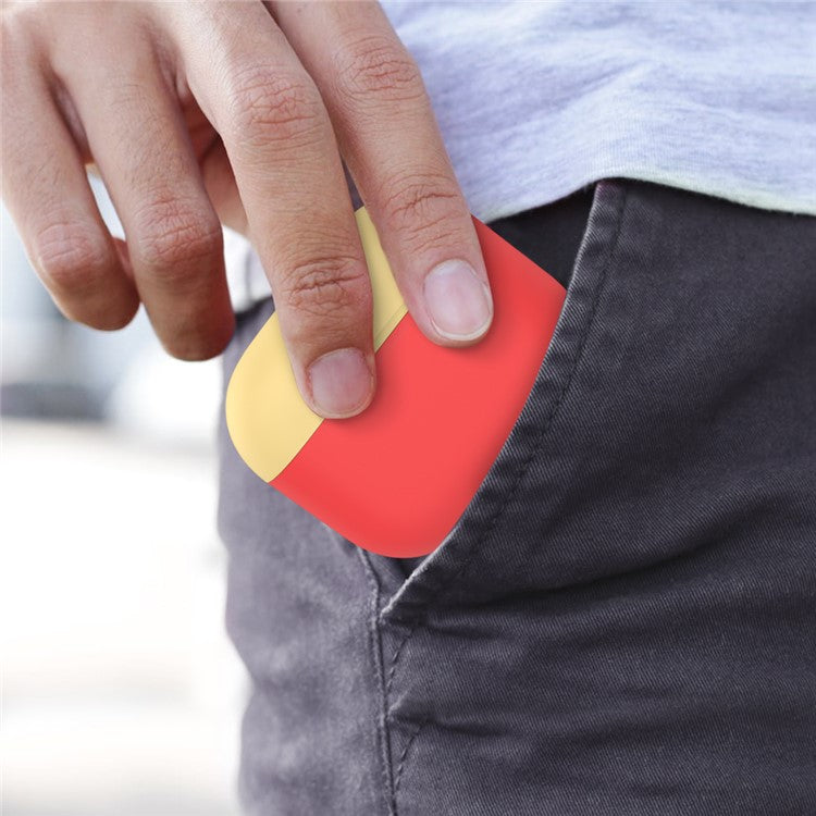 AHASTYLE PT147-2 Silicone Cover for Apple AirPods 3 Case Dual Color TWS Headset Protective Case (2 Caps + 1 Body) - Red / Yellow