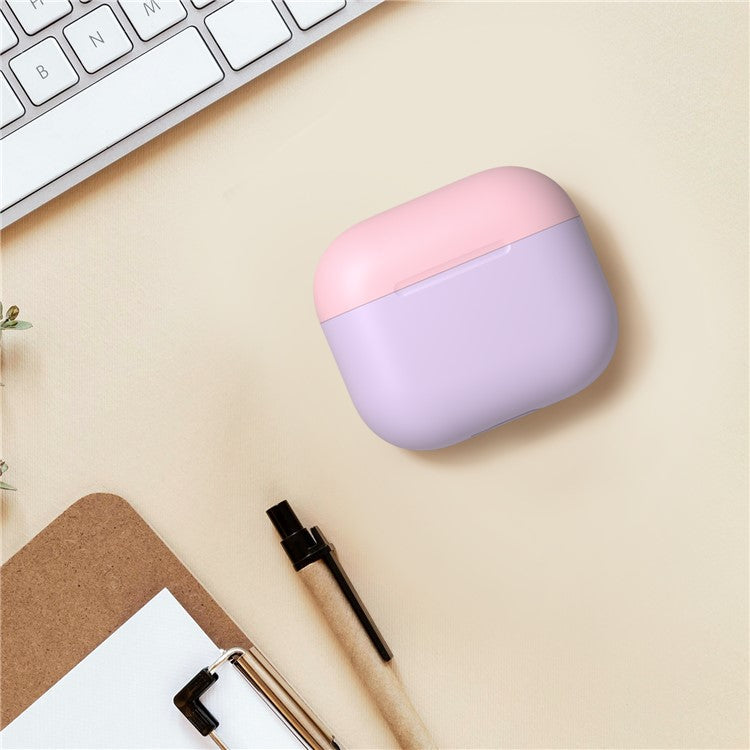 AHASTYLE PT147-2 Silicone Cover for Apple AirPods 3 Case Dual Color TWS Headset Protective Case (2 Caps + 1 Body) - Lavender / Pink