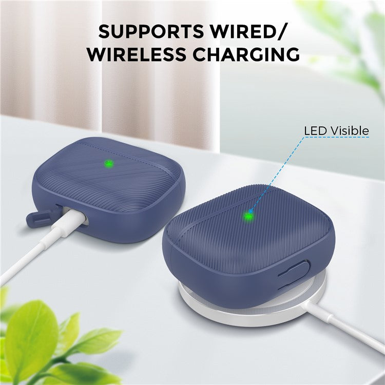 AHASTYLE PT177 For Apple AirPods 3 Stripe Design Bluetooth Earphone Drop-proof Cover  Splittable Soft Silicone Protective Case - Midnight Blue