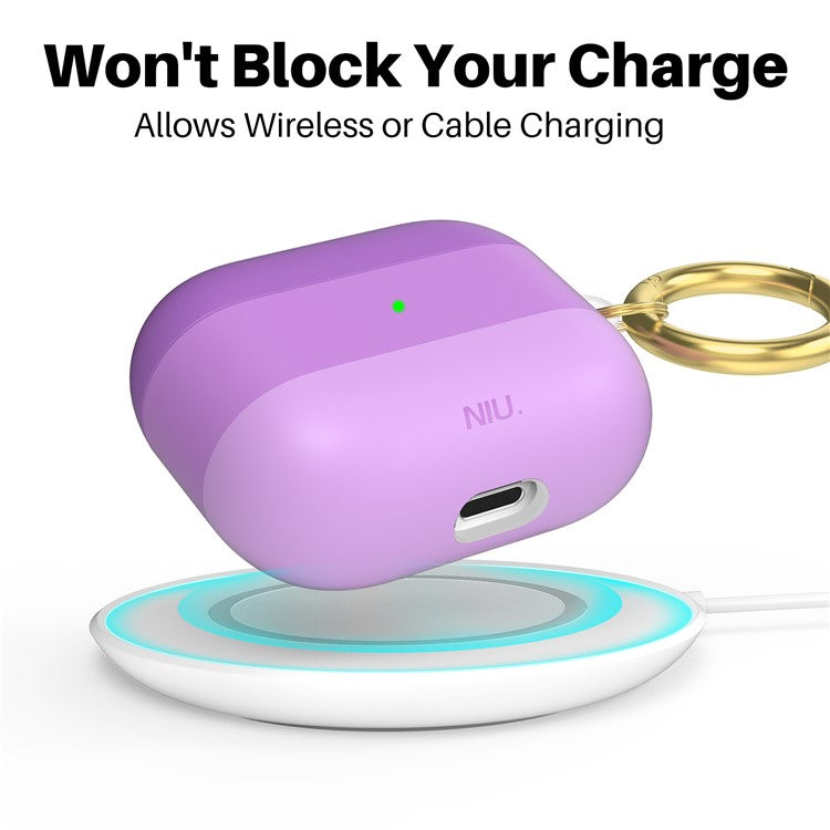 AHASTYLE PT-LC142-3-GT For Apple AirPods 3 IMD Gradient Color Drop-proof Cover Splittable Bluetooth Earphone TPU Protective Case - Gradient Purple