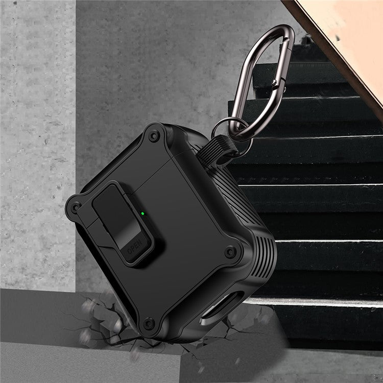 For Apple AirPods with Charging Case (2016) / (2019) / AirPods with Wireless Charging Case (2019) TPU+PC Case Bluetooth Earbuds Cover - Black