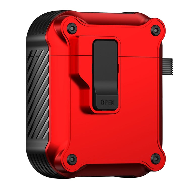 For Apple AirPods with Charging Case (2016) / (2019) / AirPods with Wireless Charging Case (2019) TPU+PC Case Bluetooth Earbuds Cover - Red