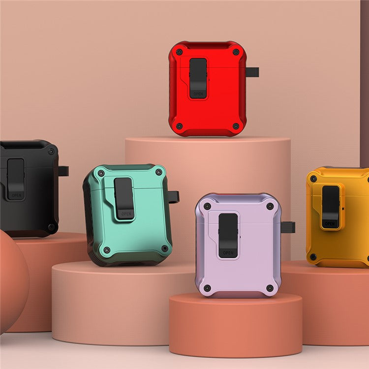 For Apple AirPods with Charging Case (2016) / (2019) / AirPods with Wireless Charging Case (2019) TPU+PC Case Bluetooth Earbuds Cover - Green