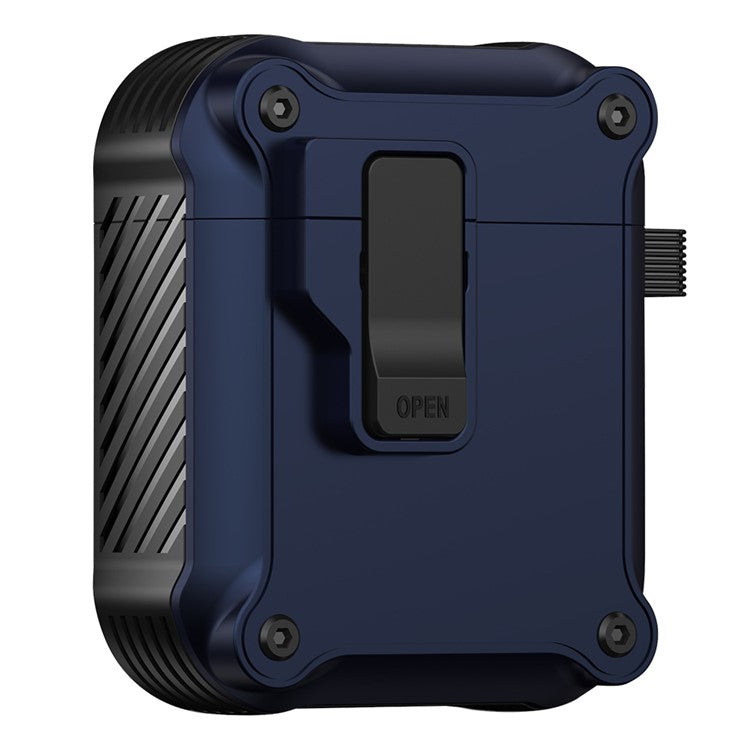 For Apple AirPods with Charging Case (2016) / (2019) / AirPods with Wireless Charging Case (2019) TPU+PC Case Bluetooth Earbuds Cover - Dark Blue