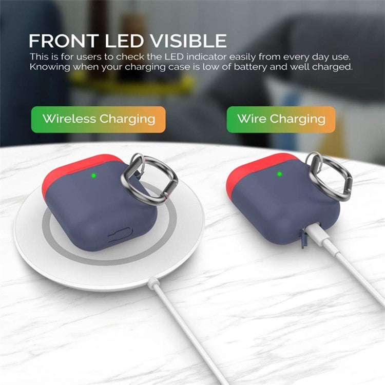 AHASTYLE PT-46 For AirPods with Charging Case (2016) / (2019) / AirPods with Wireless Charging Case (2019) Contrast Color Splittable Cover Silicone Anti-drop Sleeve - Body-Yellow / Top-Yellow,Mint Green