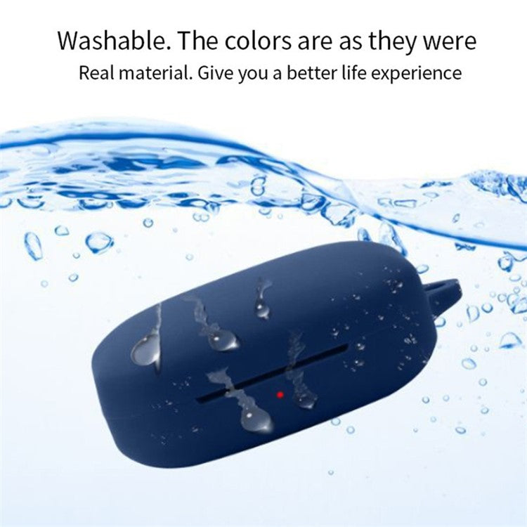 Silicone Case for OnePlus Buds Pro 2 Earphones Protective Cover with Anti-loss Buckle - Sky Blue