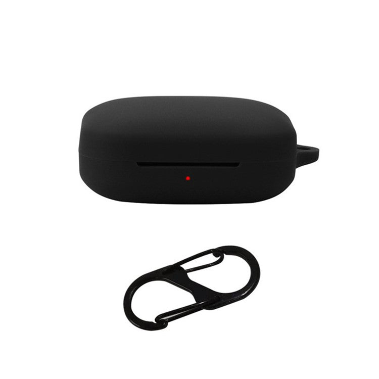 Silicone Case for OnePlus Buds Pro 2 Earphones Protective Cover with Anti-loss Buckle - Black