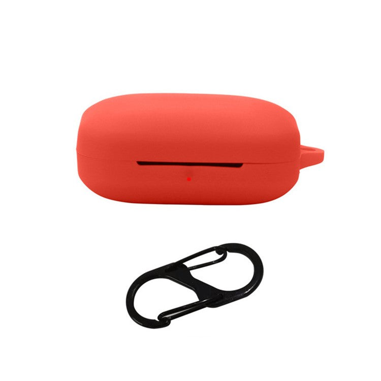 Silicone Case for OnePlus Buds Pro 2 Earphones Protective Cover with Anti-loss Buckle - Red