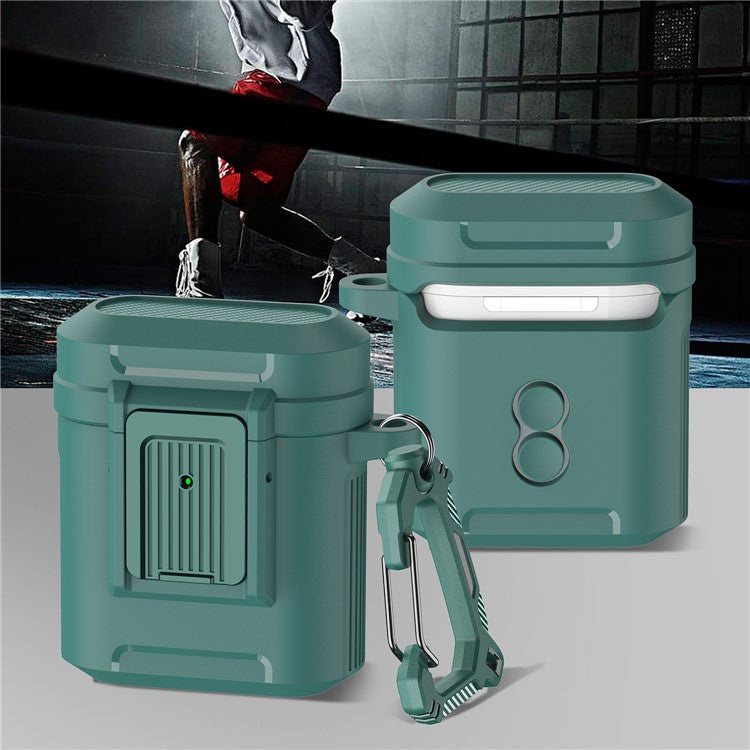 For Apple AirPods with Charging Case (2016) / (2019) / AirPods with Wireless Charging Case (2019) ) Earphone Case Earbud TPU+PC Cover - Blackish Green