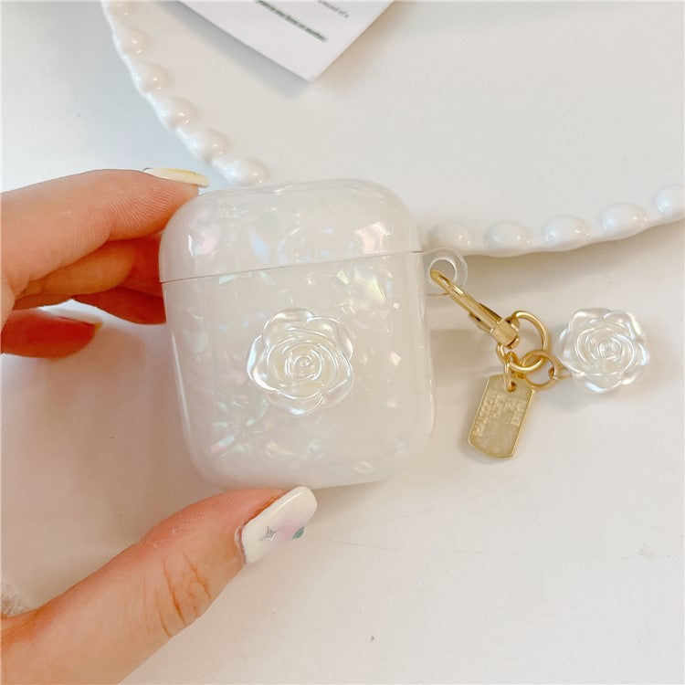 For Apple AirPods with Charging Case (2016) / (2019) / AirPods with Wireless Charging Case (2019) TPU Cover with Camellia Decor