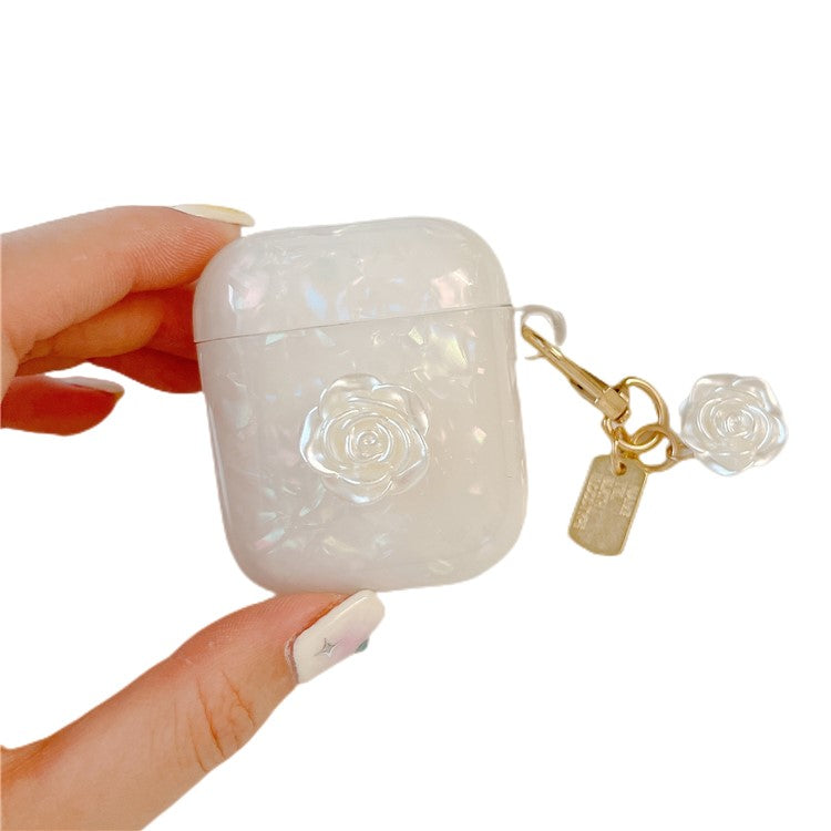 For Apple AirPods with Charging Case (2016) / (2019) / AirPods with Wireless Charging Case (2019) TPU Cover with Camellia Decor