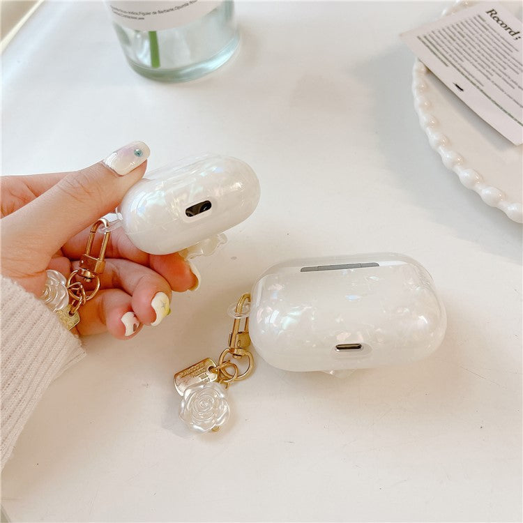 For Apple AirPods with Charging Case (2016) / (2019) / AirPods with Wireless Charging Case (2019) TPU Cover with Camellia Decor