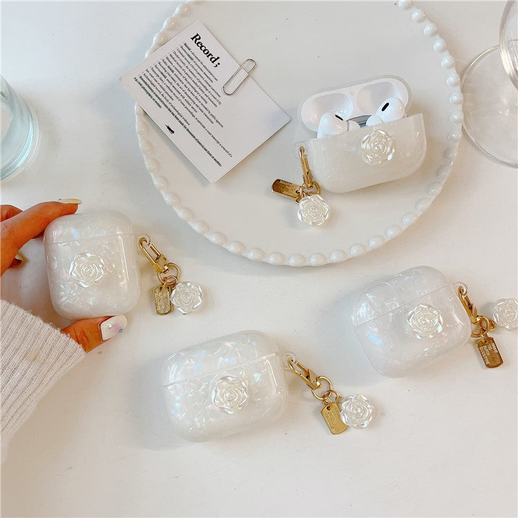 For Apple AirPods with Charging Case (2016) / (2019) / AirPods with Wireless Charging Case (2019) TPU Cover with Camellia Decor