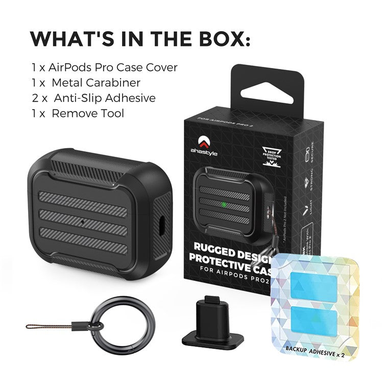 AHASTYLE PT115-PRO For AirPods Pro 2 Silicone Drop-proof Cover Split Type Bluetooth Earphone Protective Case - Black