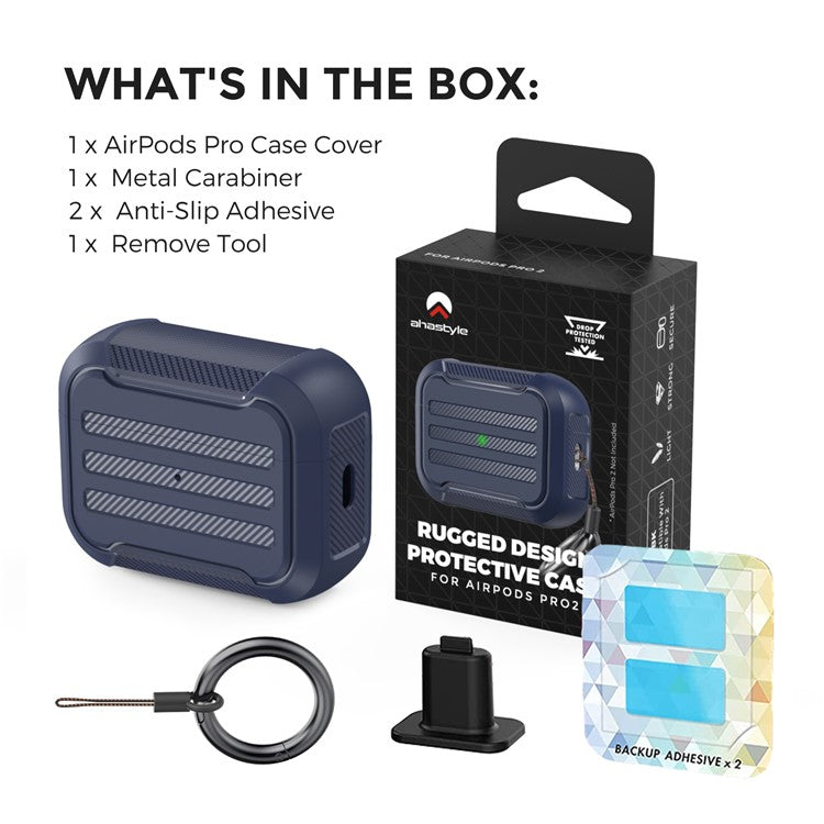 AHASTYLE PT115-PRO For AirPods Pro 2 Silicone Drop-proof Cover Split Type Bluetooth Earphone Protective Case - Blue