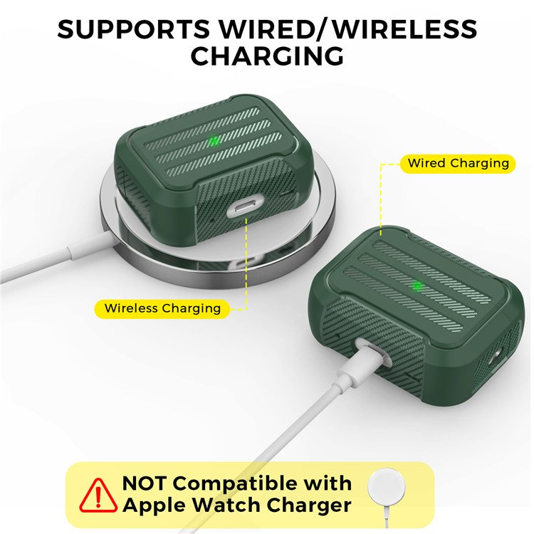 AHASTYLE PT115-PRO For AirPods Pro 2 Silicone Drop-proof Cover Split Type Bluetooth Earphone Protective Case - Green