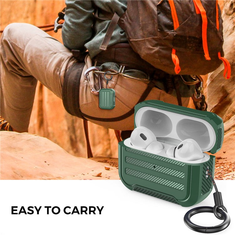 AHASTYLE PT115-PRO For AirPods Pro 2 Silicone Drop-proof Cover Split Type Bluetooth Earphone Protective Case - Green