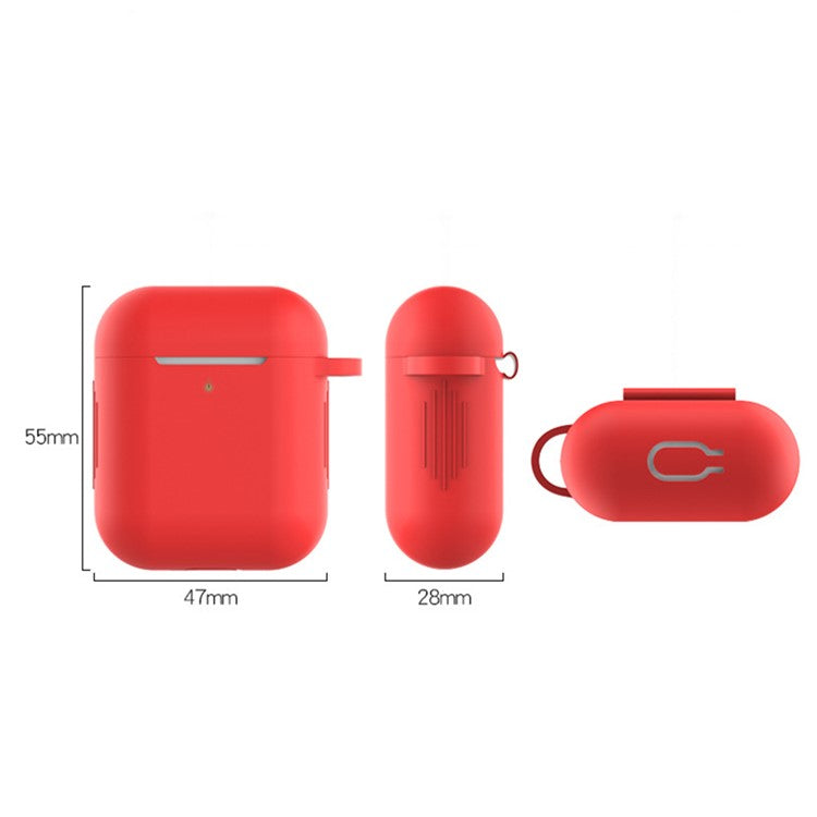 For Apple AirPods with Charging Case (2016) / (2019) / AirPods with Wireless Charging Case (2019) Silicone Case Earphone Cover with Carabiner - Sky Blue