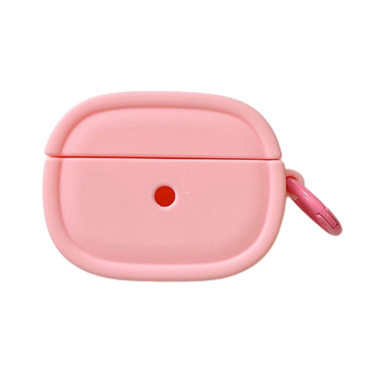 For Apple AirPods 3 Candy Color Oval Silicone Case Earphone Protective Cover with Ring Buckle - Pink