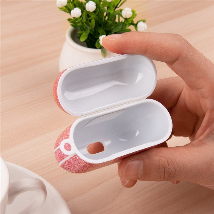 For Apple AirPods Pro Charging Case Cover Glitter TPU+PU Protective Headset Case - Gold