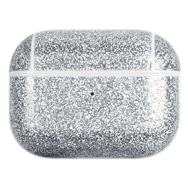 For AirPods Pro (Gen 2) (USB-C) / Pro 2 Charging Case Cover Bluetooth Earbuds Glitter PU+TPU Protective Case - Silver