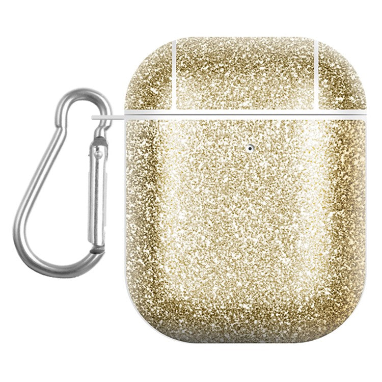 For Apple AirPods with Charging Case (2016) / (2019) / AirPods with Wireless Charging Case (2019) Glitter TPU+PU Case Earbuds Cover - Gold
