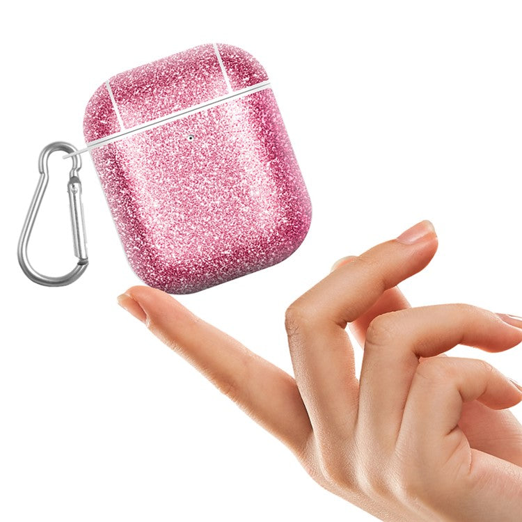 For Apple AirPods with Charging Case (2016) / (2019) / AirPods with Wireless Charging Case (2019) Glitter TPU+PU Case Earbuds Cover - Blue