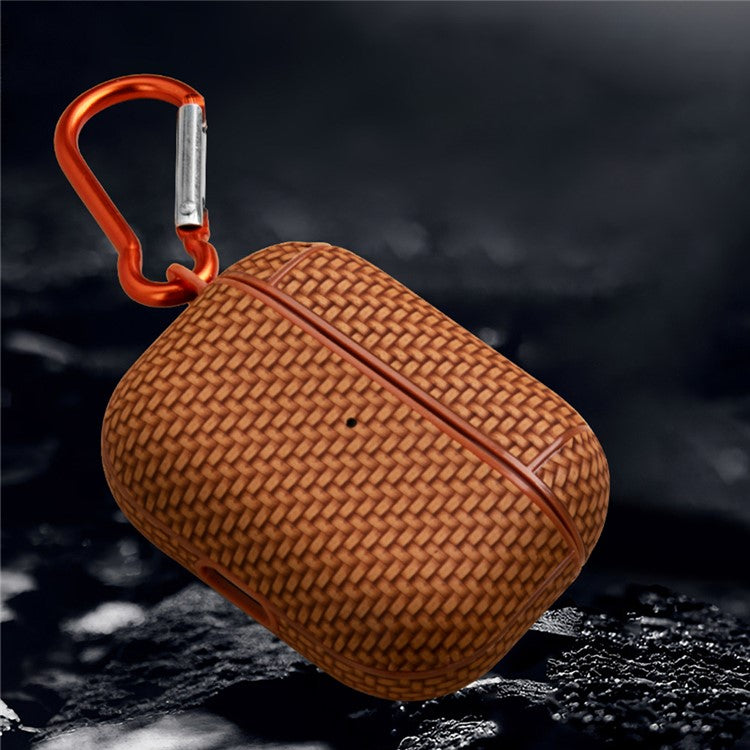 For Apple AirPods Pro (Gen 2) (USB-C) / Pro 2 Earphone Case PU Leather Coated PC Earbud Anti-drop Cover with Carabiner - Pink