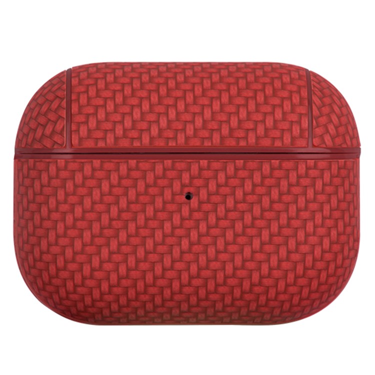 For Apple AirPods Pro (Gen 2) (USB-C) / Pro 2 Earphone Case PU Leather Coated PC Earbud Anti-drop Cover with Carabiner - Red