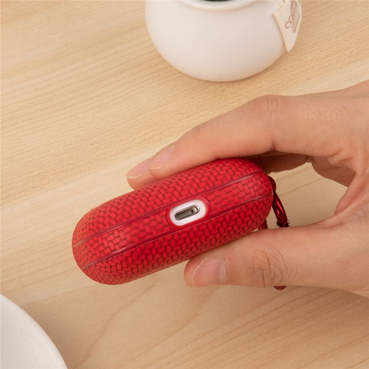Earphone Case for Apple AirPods with Charging Case (2016) / (2019) / AirPods with Wireless Charging Case (2019) Leather Coated PC Cover - Red