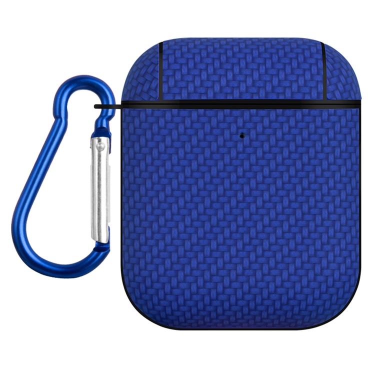 Earphone Case for Apple AirPods with Charging Case (2016) / (2019) / AirPods with Wireless Charging Case (2019) Leather Coated PC Cover - Blue