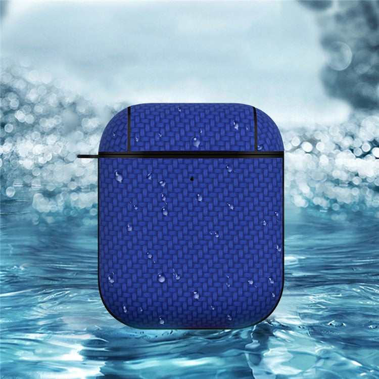 Earphone Case for Apple AirPods with Charging Case (2016) / (2019) / AirPods with Wireless Charging Case (2019) Leather Coated PC Cover - Blue