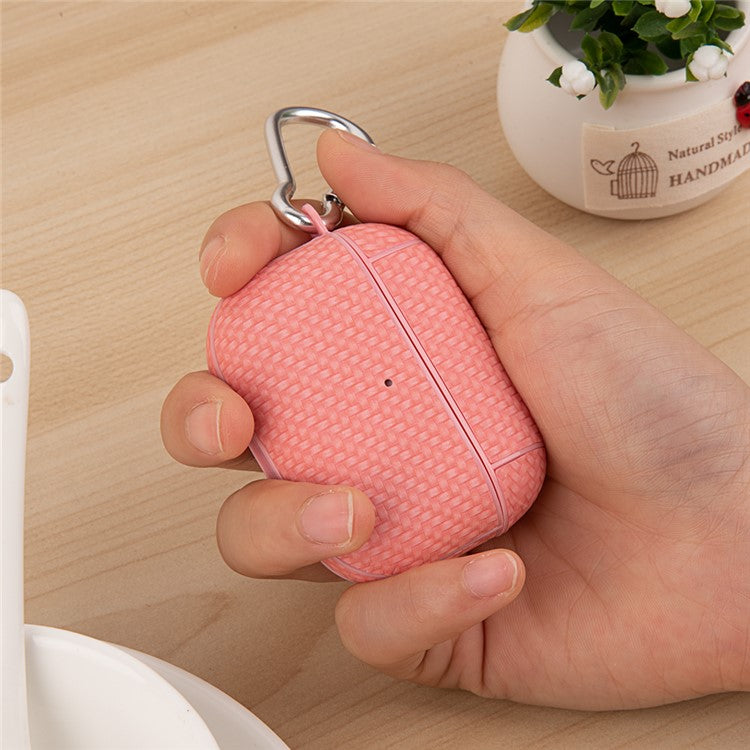 Bluetooth Earphone Protective Case for Apple AirPods 3 , PU Leather Coated PC Cover with Carabiner - Black