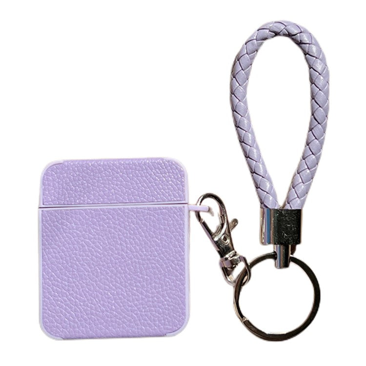 Earphone Case for Apple AirPods with Charging Case (2016) / (2019) / AirPods with Wireless Charging Case (2019) Leather+TPU Litchi Texture Cover - Purple