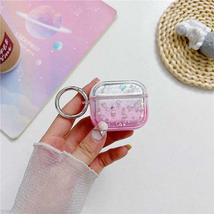 For Apple AirPods 3 Bluetooth Earphone PC Protective Cover Cute Glitter Anti-drop Case - Rose
