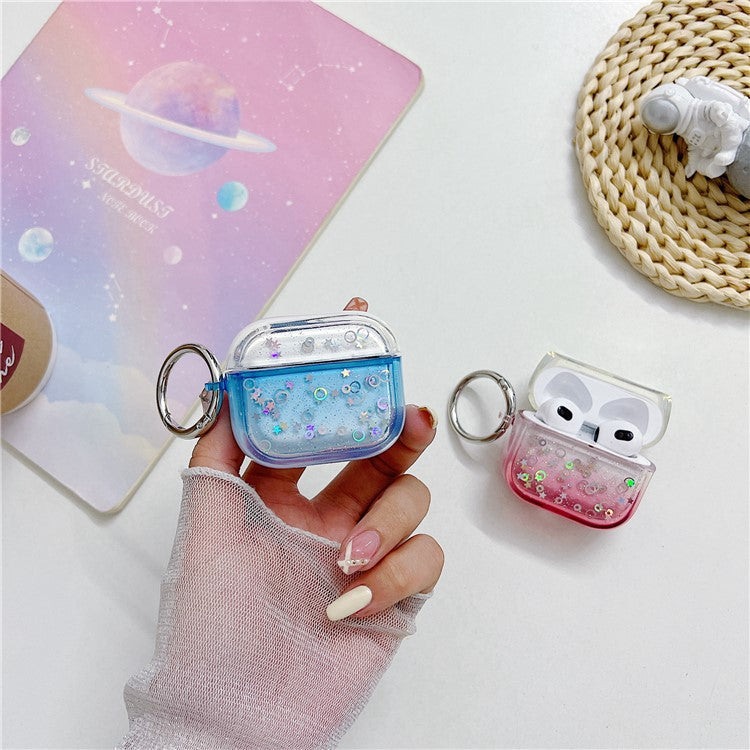 For Apple AirPods 3 Bluetooth Earphone PC Protective Cover Cute Glitter Anti-drop Case - Rose