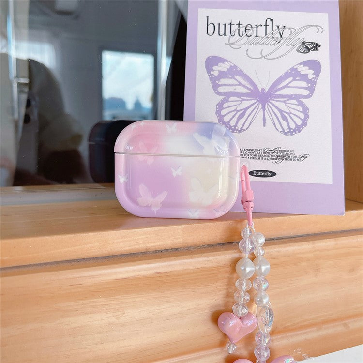 For Apple AirPods 3 Earphone Case Butterfly Pattern IMD Earbud TPU Cover with Pendant