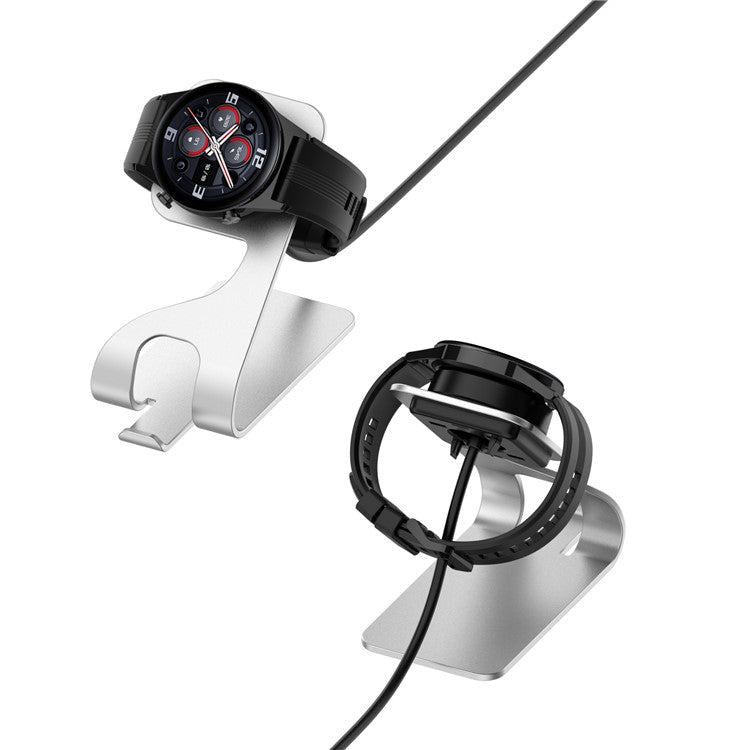 For Honor Watch 5 / Watch 4 / Watch GS3 / Watch GS 4 Charging Stand Aluminum Alloy Bracket Smart Watch Charger - Silver