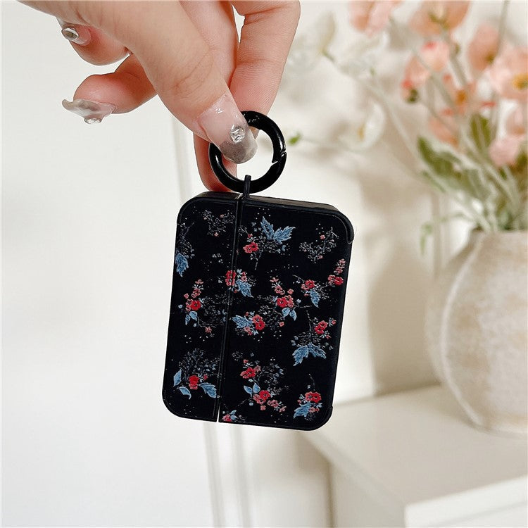 For Apple AirPods Pro / Pro 2 Flower Pattern Earphone Case Leather+TPU Earbud Cover with Ring Buckle