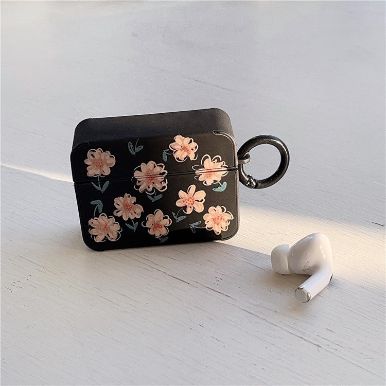 Earphone Case for Apple AirPods Pro / Pro 2 , Daisy Pattern Leather+TPU Bluetooth Earbud Cover with Ring Buckle