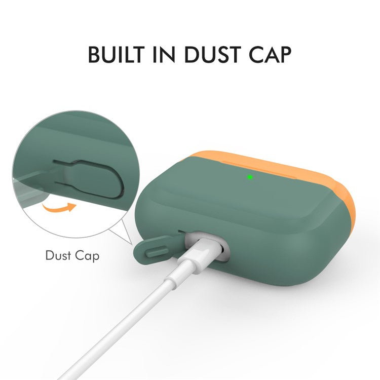 AHASTYLE PT-P2 For AirPods with Wireless Charging Case (2019) / AirPods with Charging Case (2019) / (2016) Splittable Silicone - Pine Needle Green+Orange