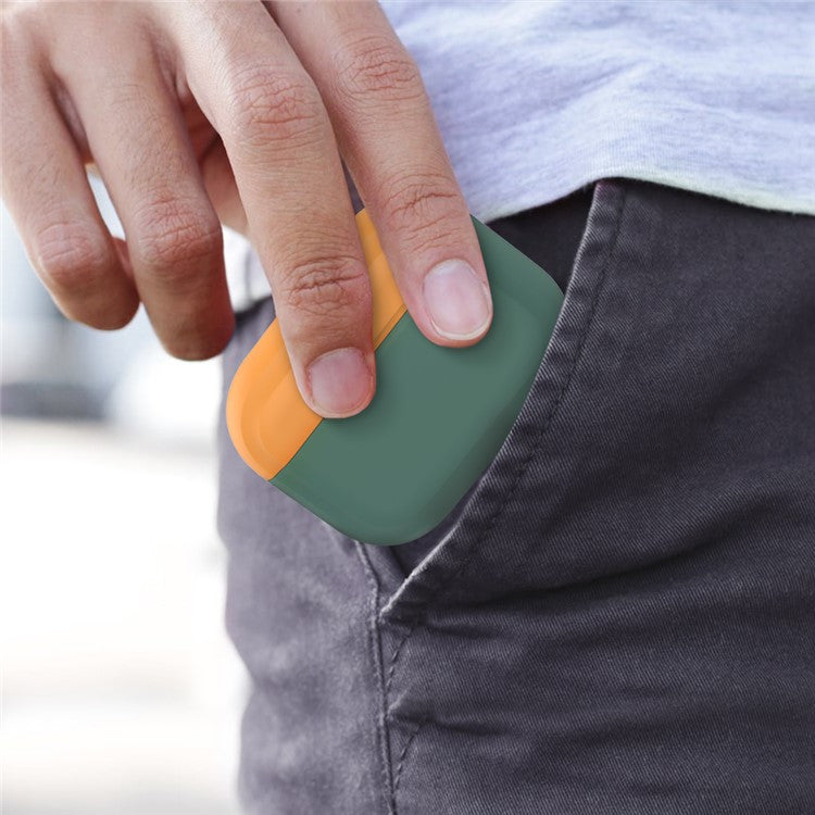 AHASTYLE PT-P2 For AirPods with Wireless Charging Case (2019) / AirPods with Charging Case (2019) / (2016) Splittable Silicone - Pine Needle Green+Orange