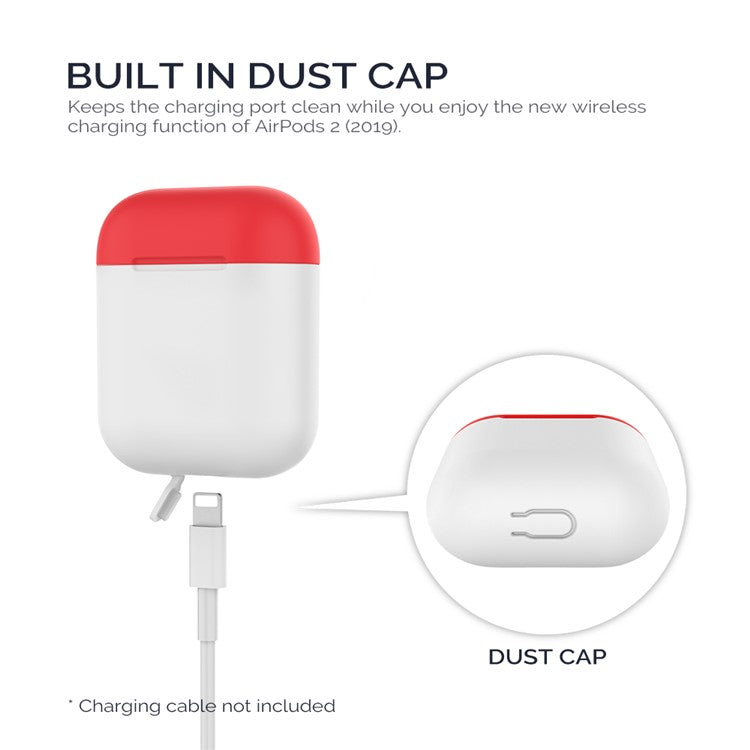 AHASTYLE PT38 Earphone Case for AirPods with Charging Case (2016) / (2019) / AirPods with Wireless Charging Case (2019) Earbud Silicone Cover - White+Red