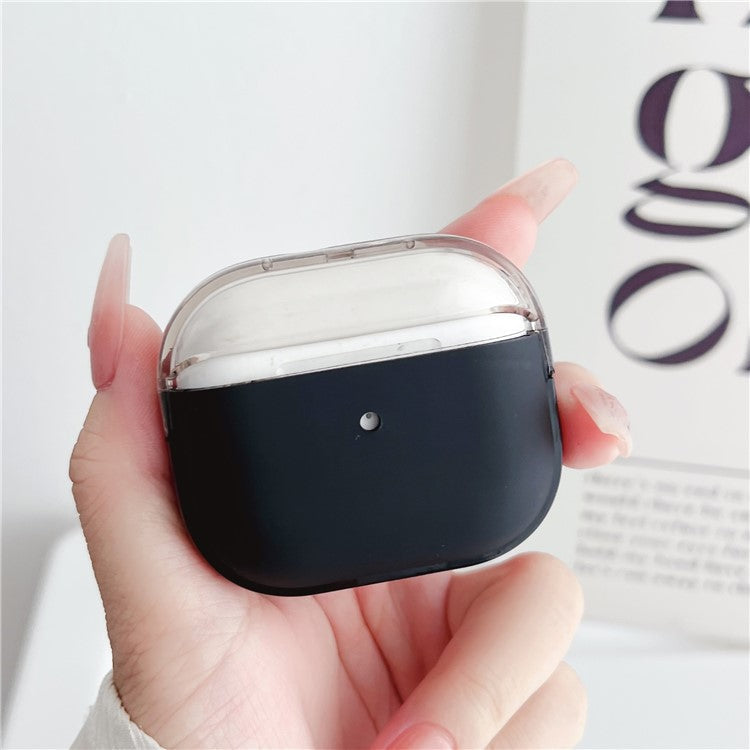 For Apple AirPods 3 Shockproof TPU Case Anti-Drop Bluetooth Earbuds Charging Case Cover with Wrist Strap - Transparent+Black